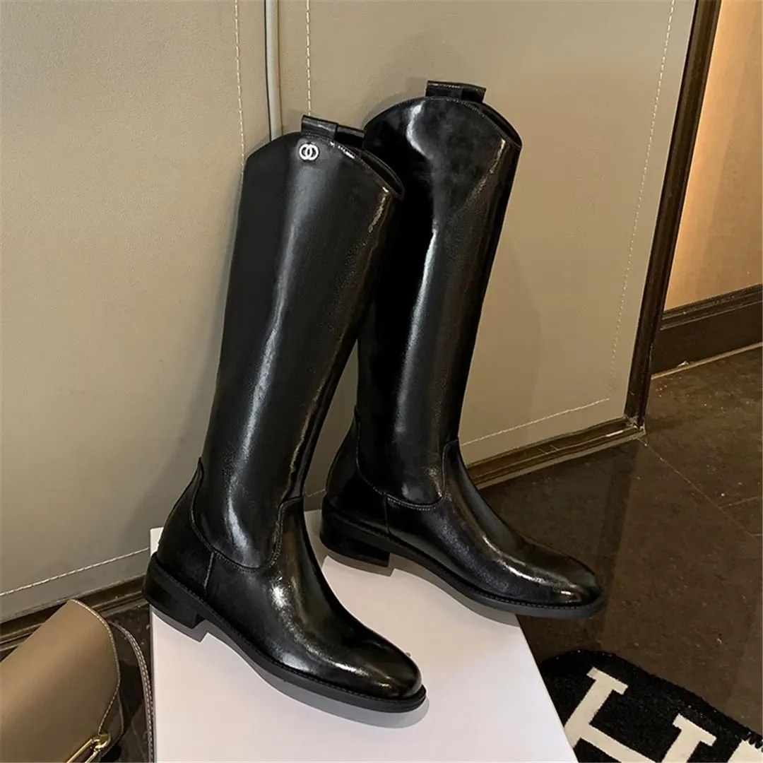 LeatherLux Chic Cowhide Slip-On Winter Boots 1 2