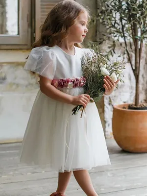 Lovely Round Neck A Line Tulle Flower Girl DressesGTE2138