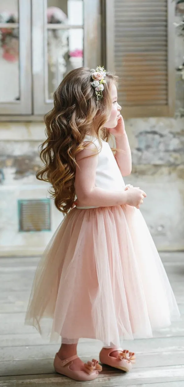 Lovely Round Neck Sleeveless A Line Tulle Flower Girl DressesGTE2131