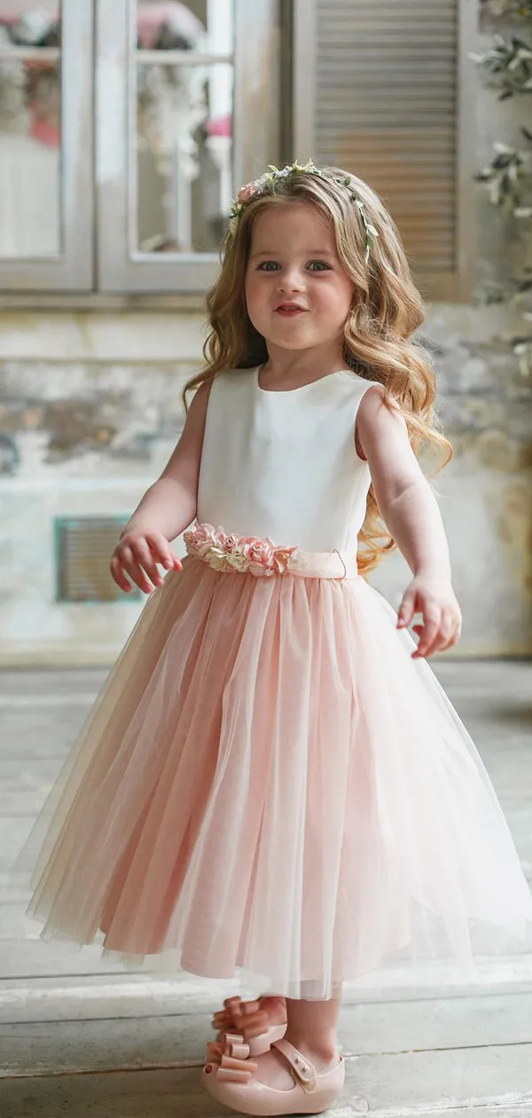 Lovely Round Neck Sleeveless A Line Tulle Flower Girl DressesGTE2131