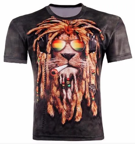 Men Women Harajuku Sexy Rock Prints tshirts Cool Lions Wolf Flag Eagle 3D t shirt Male Female Vintage t shirts tees