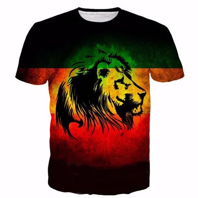 Men Women Harajuku Sexy Rock Prints tshirts Cool Lions Wolf Flag Eagle 3D t shirt Male Female Vintage t shirts tees