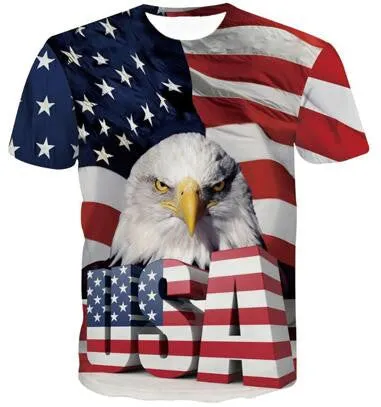 Men Women Harajuku Sexy Rock Prints tshirts Cool Lions Wolf Flag Eagle 3D t shirt Male Female Vintage t shirts tees