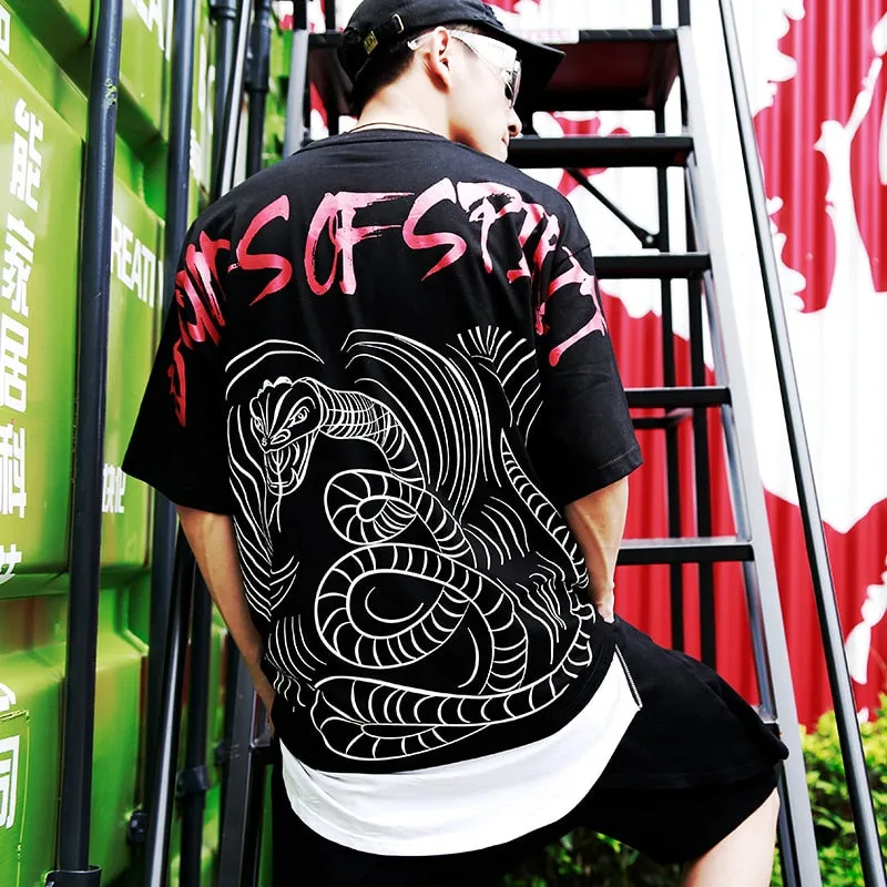 Plus Oversize Splice T-shirt Men