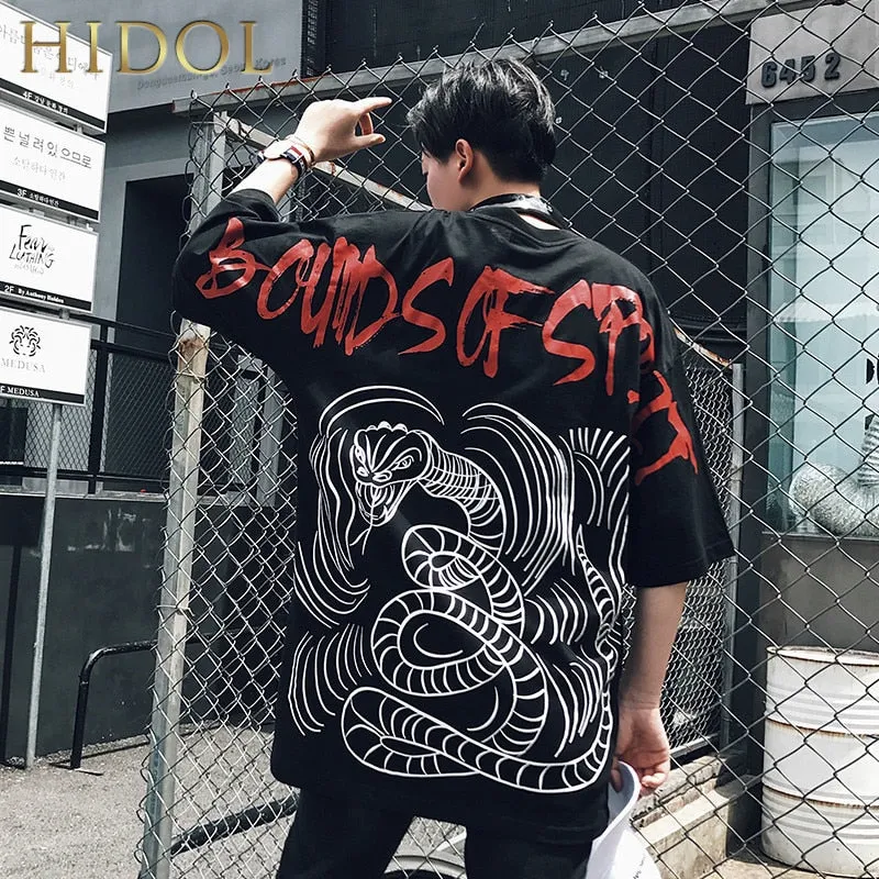 Plus Oversize Splice T-shirt Men