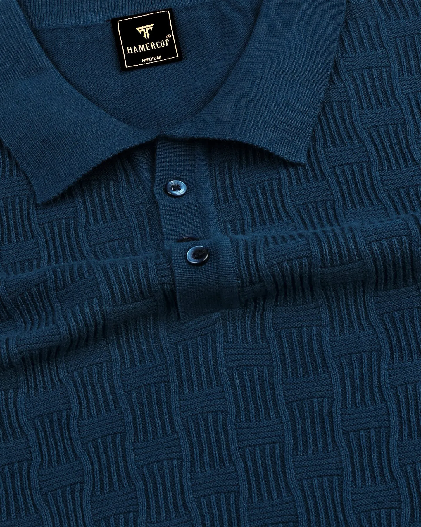 Resco Blue Knitted Cotton Polo T-Shirt
