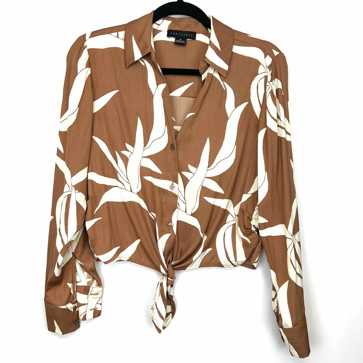 SANCTUARY LONGSLEEVE SHAPES Women's Tops Women Size XS Brown Top