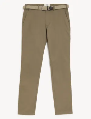 Slim Fit Belted Stretch Chinos