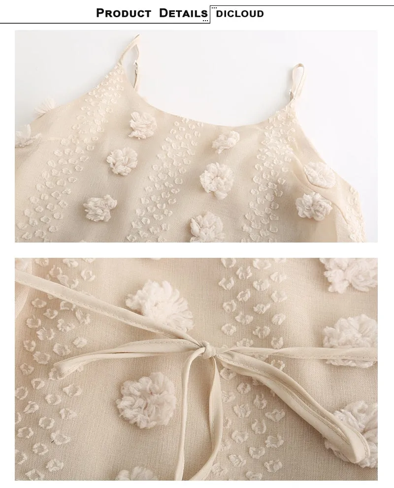 Spaghetti Strap Ruffle Summer Boho Beige Backless Lined Party Beach Sundress Elegant Dress