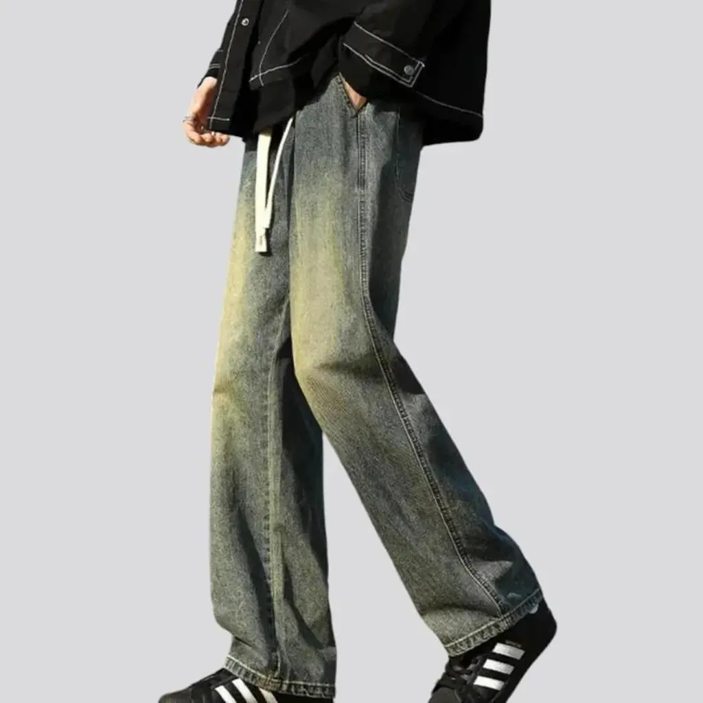 Stonewashed yellow-cast jeans for men