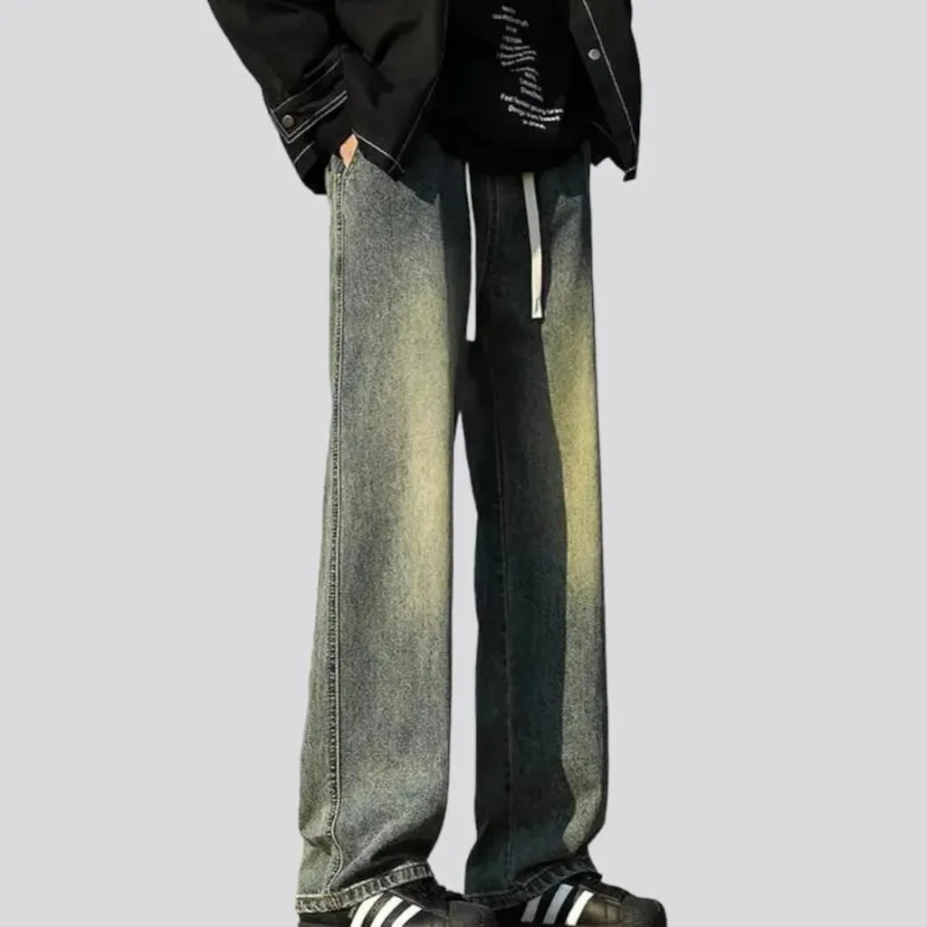 Stonewashed yellow-cast jeans for men