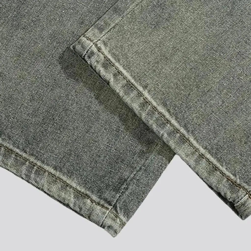 Stonewashed yellow-cast jeans for men