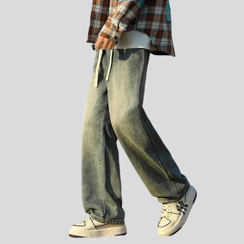 Stonewashed yellow-cast jeans for men