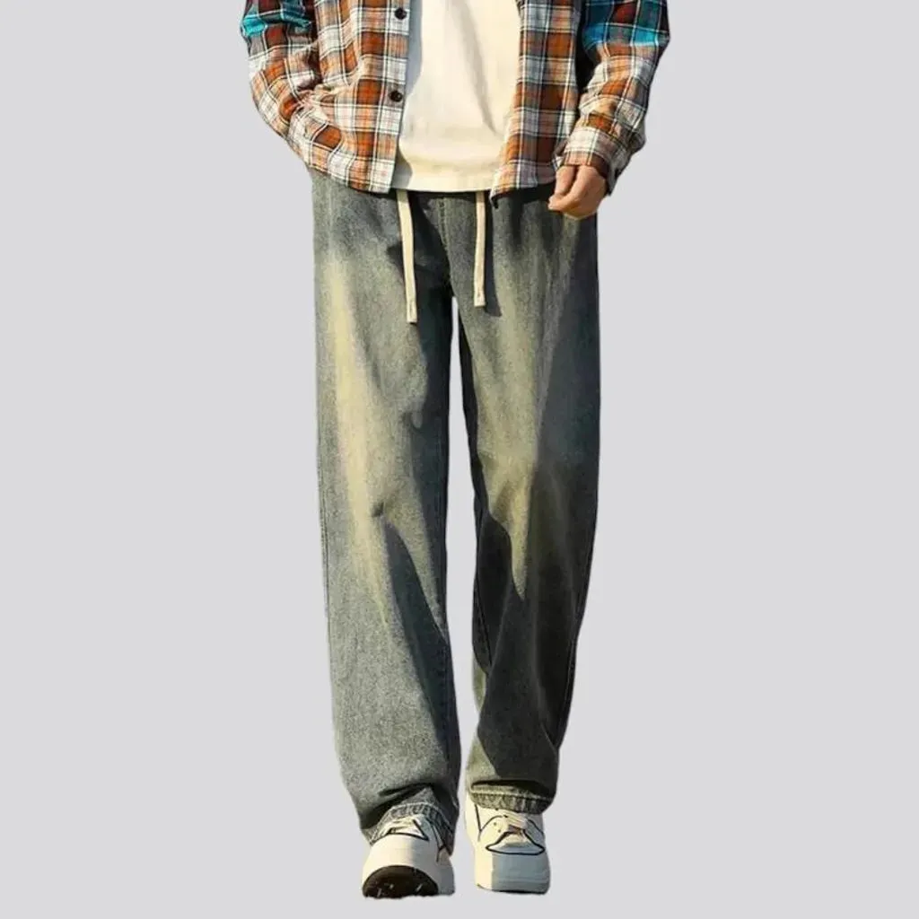 Stonewashed yellow-cast jeans for men