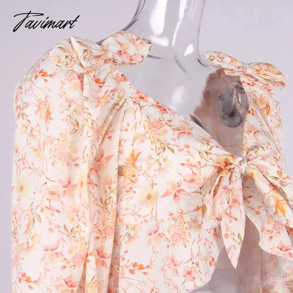 Tavimart Summer Women Tops New Arrivals Causal Floral Long Sleeve Tops Elegant Ruffle Top for Beach Sexy Celebrity Club Night Party