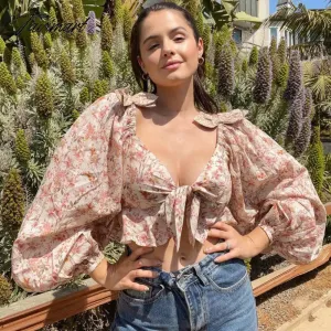 Tavimart Summer Women Tops New Arrivals Causal Floral Long Sleeve Tops Elegant Ruffle Top for Beach Sexy Celebrity Club Night Party