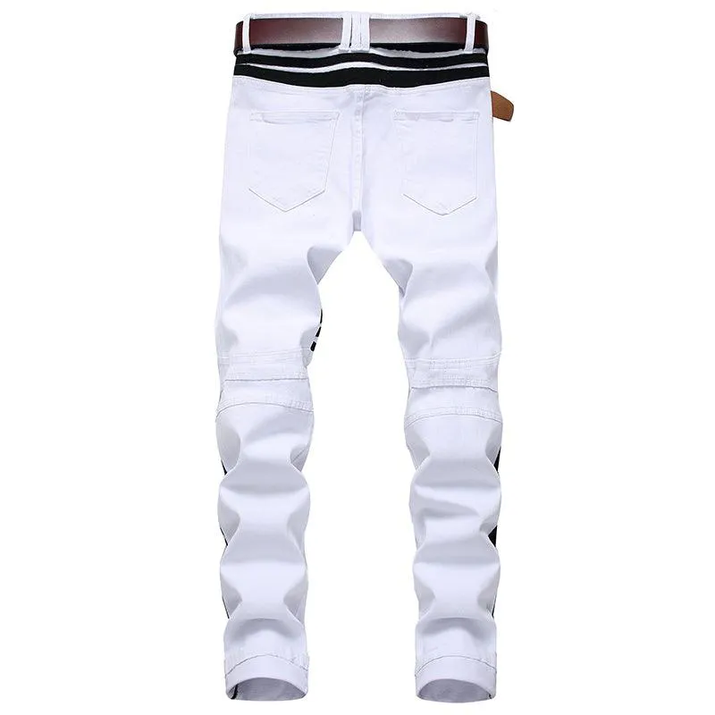 White Denim Skinny Stripe Jeans