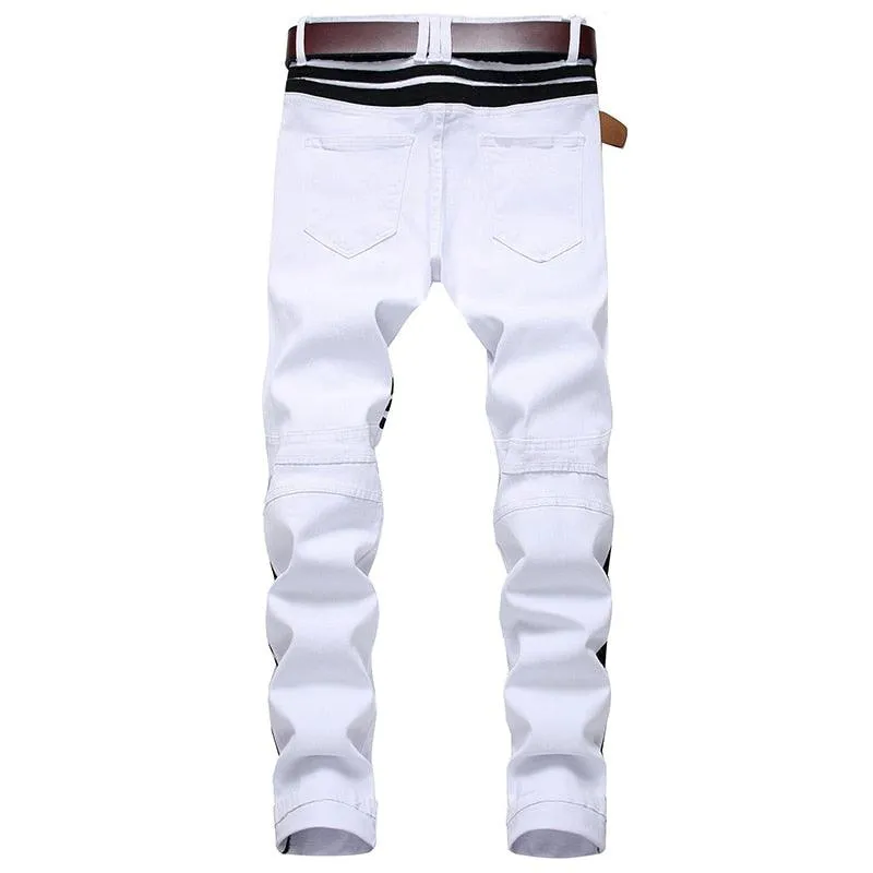 White Denim Skinny Stripe Jeans