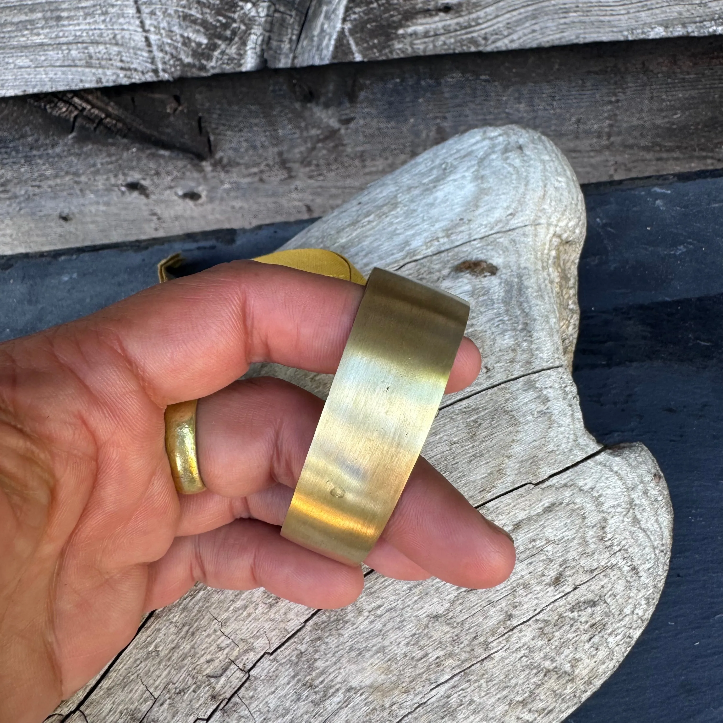 Wide Elegant Angle Brass Cuff by Mathias Chaize