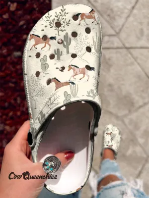Wild Horse Cactus Print Casual Slippers