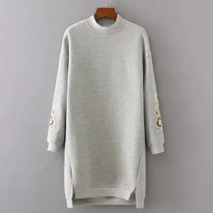 Women Long Floral Moleton Pullover Sweatshirt