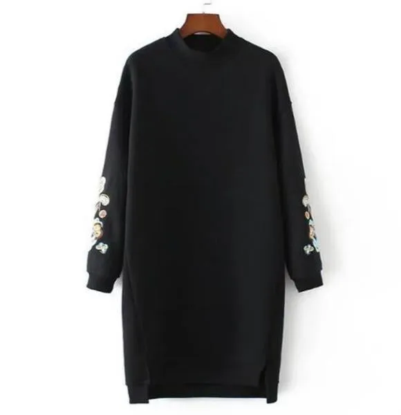 Women Long Floral Moleton Pullover Sweatshirt